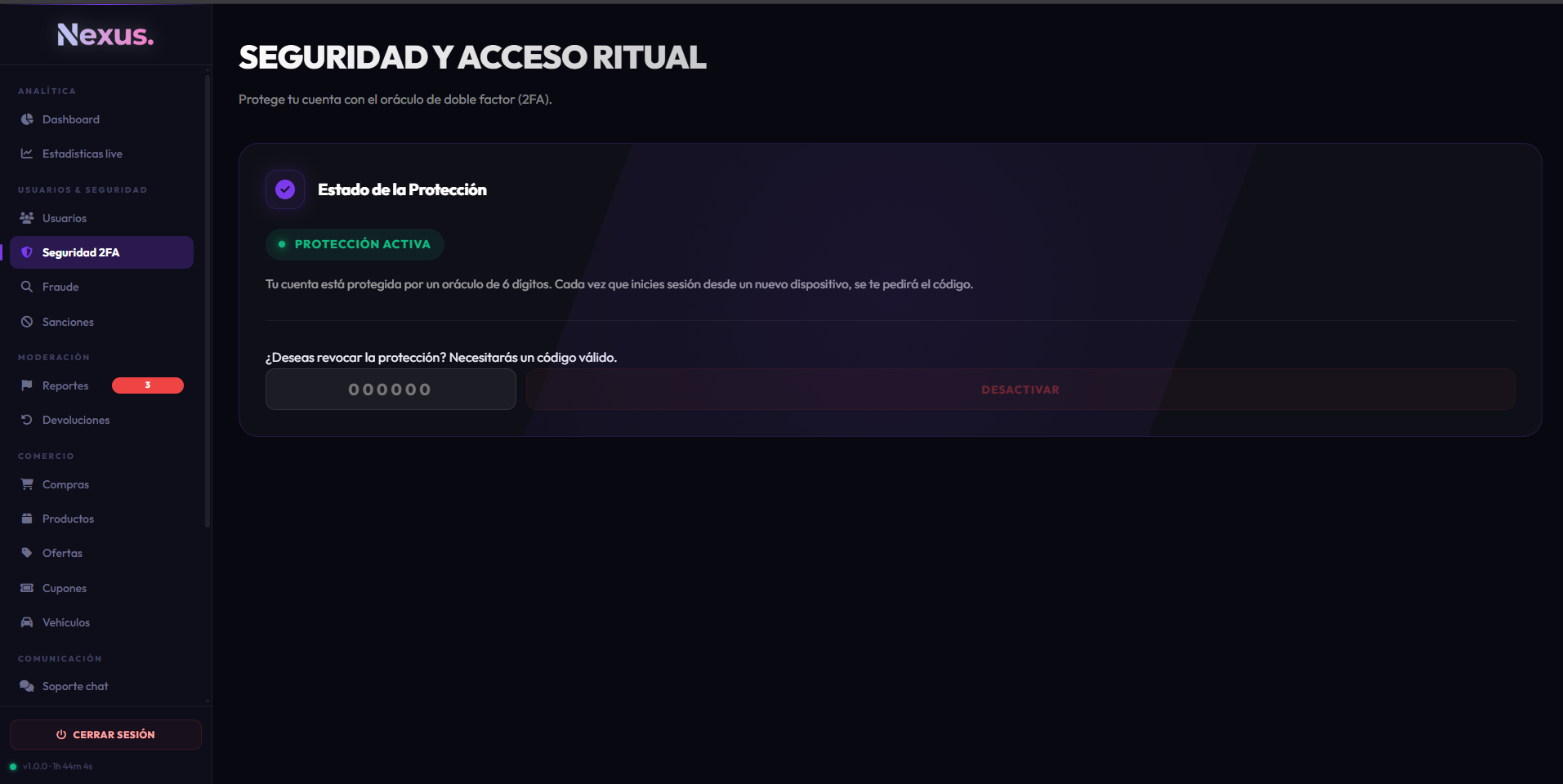 2FA activado en admin