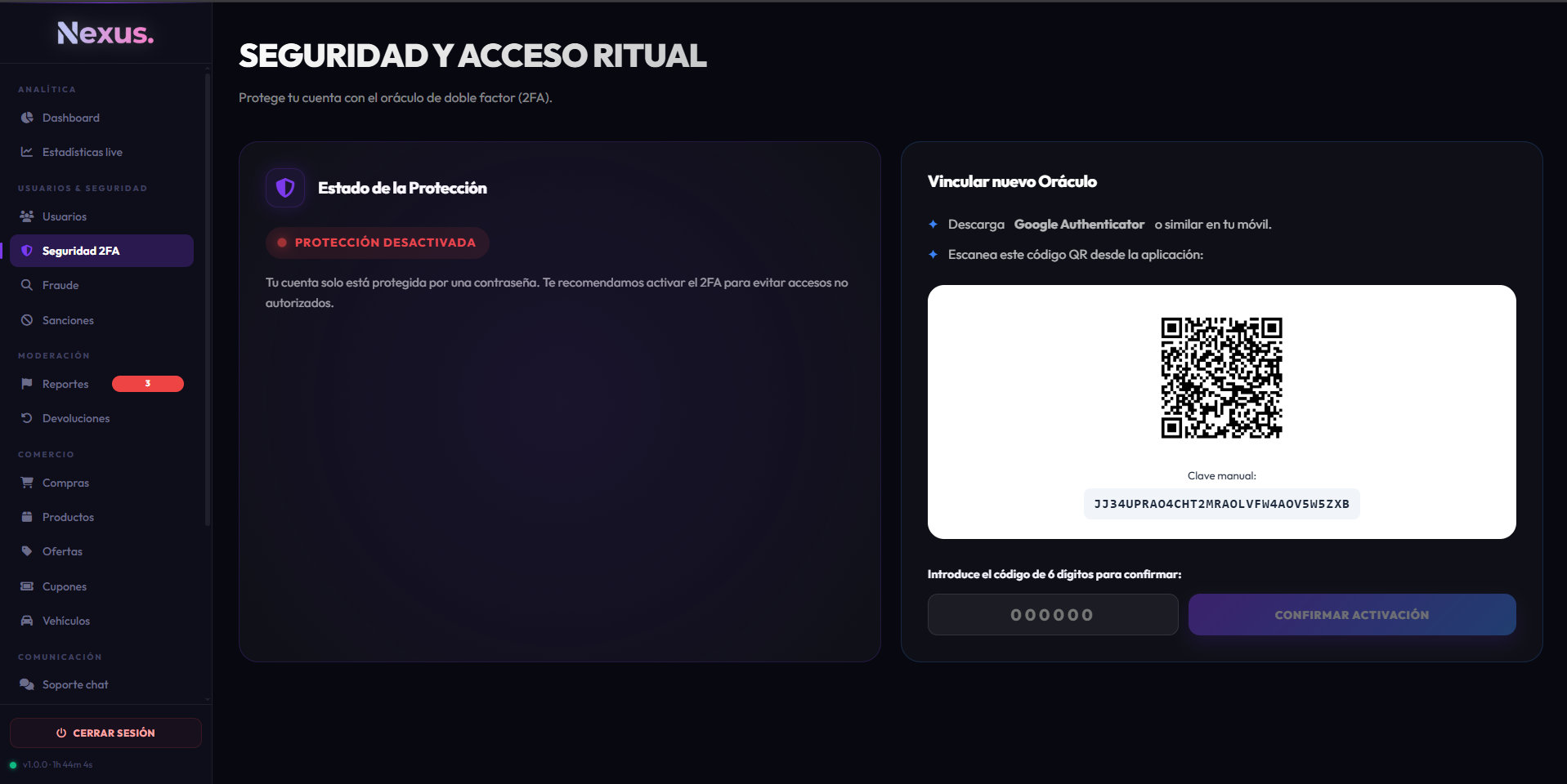 Código QR para configurar 2FA admin