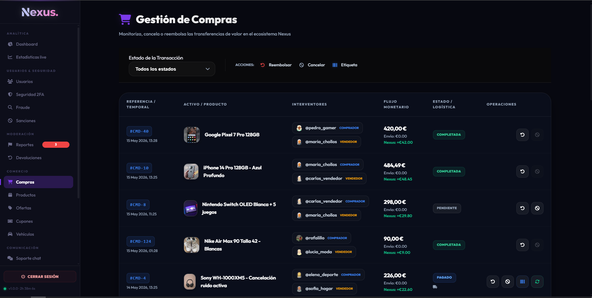 Módulo de compras en admin