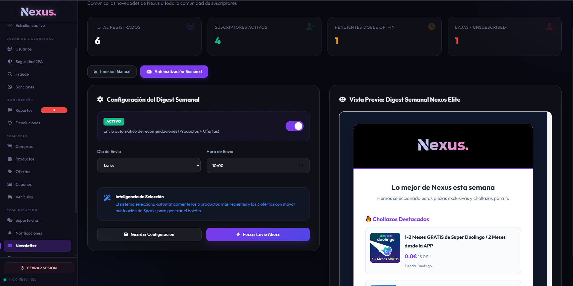 Configuración automatización newsletter