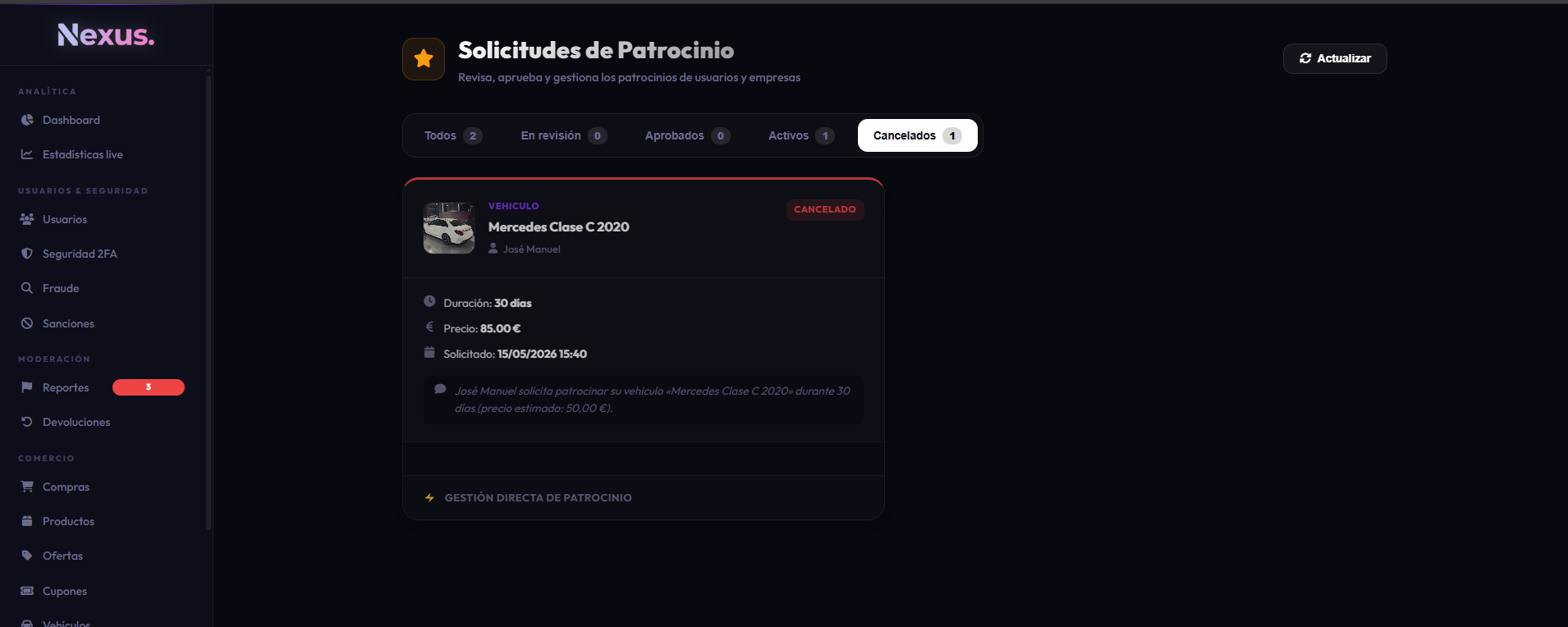 Patrocinios cancelados