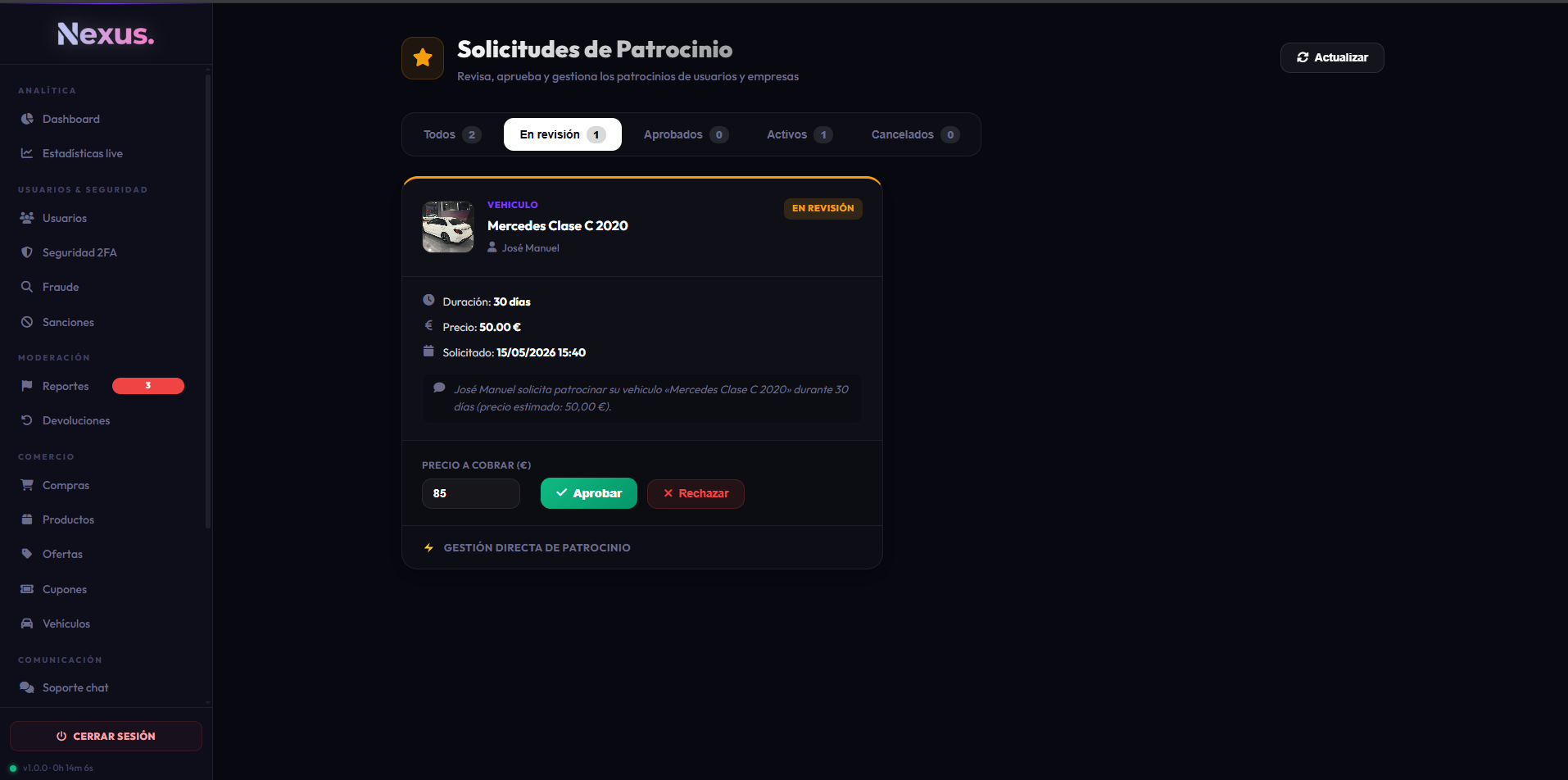 Patrocinios en revisión