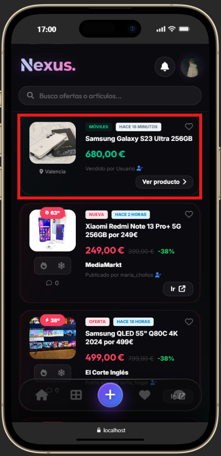 Búsqueda de producto en móvil