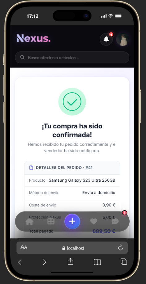 Confirmación de pago en móvil