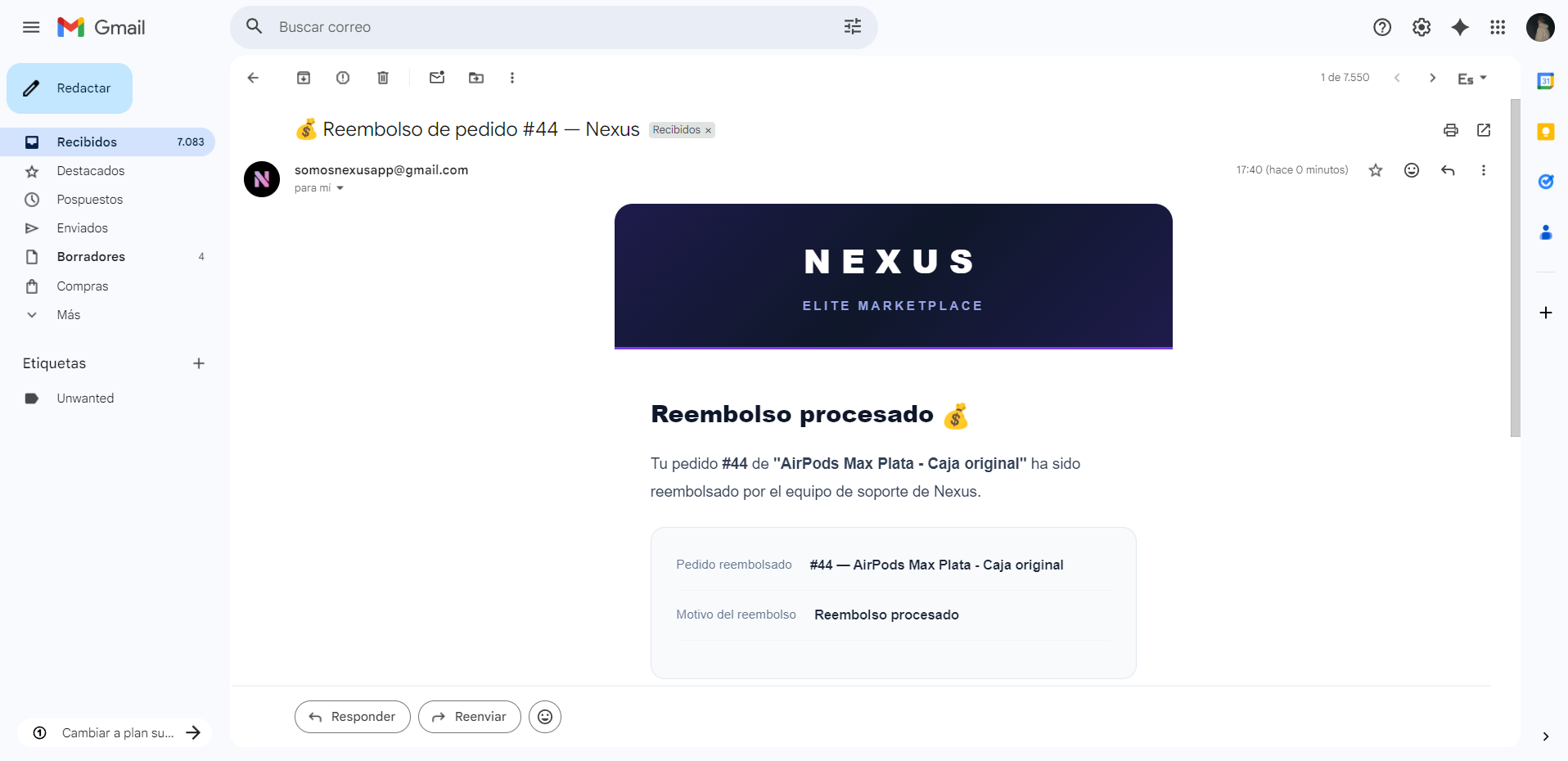 Gmail: cancelación y reembolso