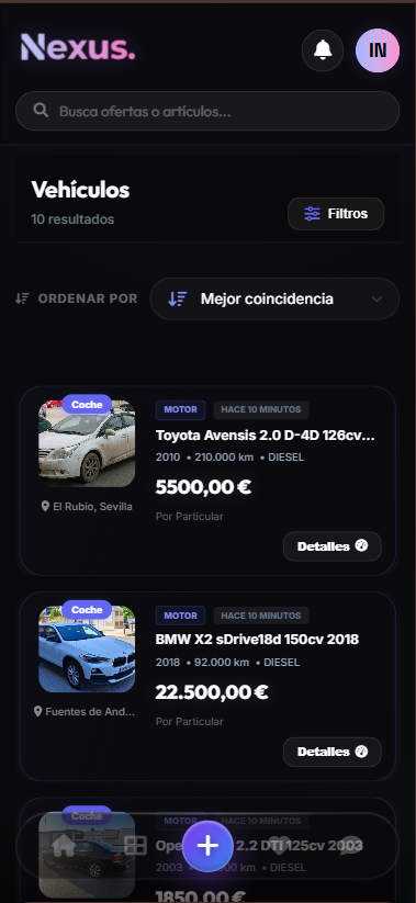 Categoría coches en móvil