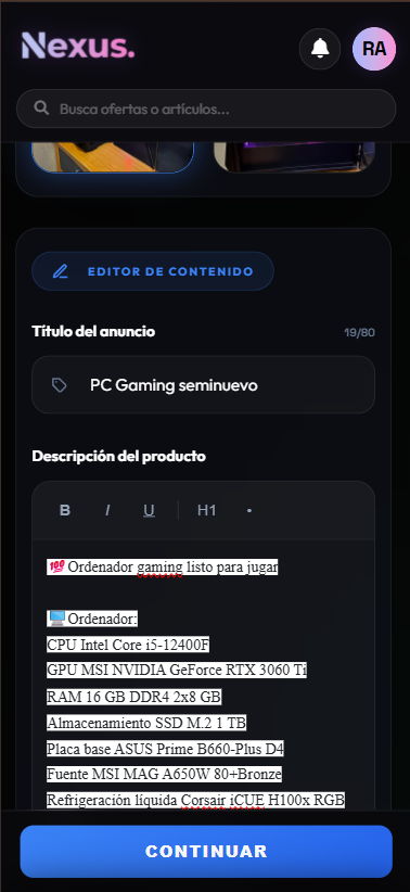Fotos y descripción artículo móvil (2)