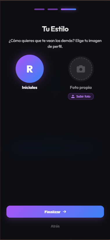 Onboarding: estilo en móvil