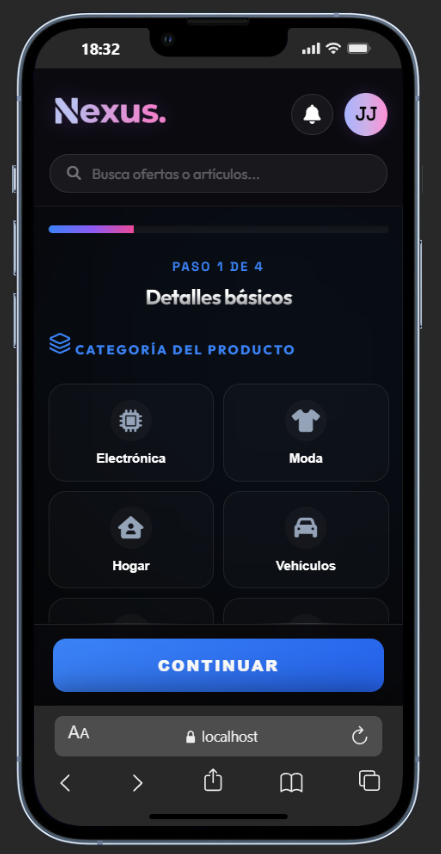 Edición anuncio paso 1 en móvil