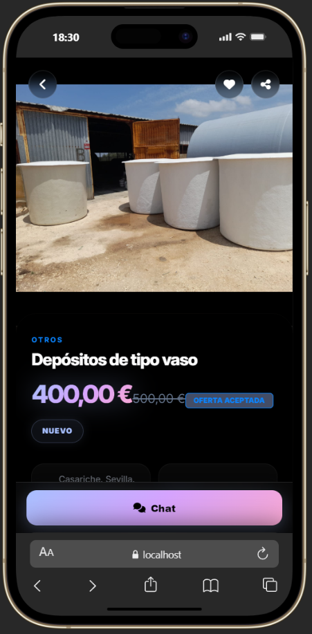 Contactar desde producto en móvil