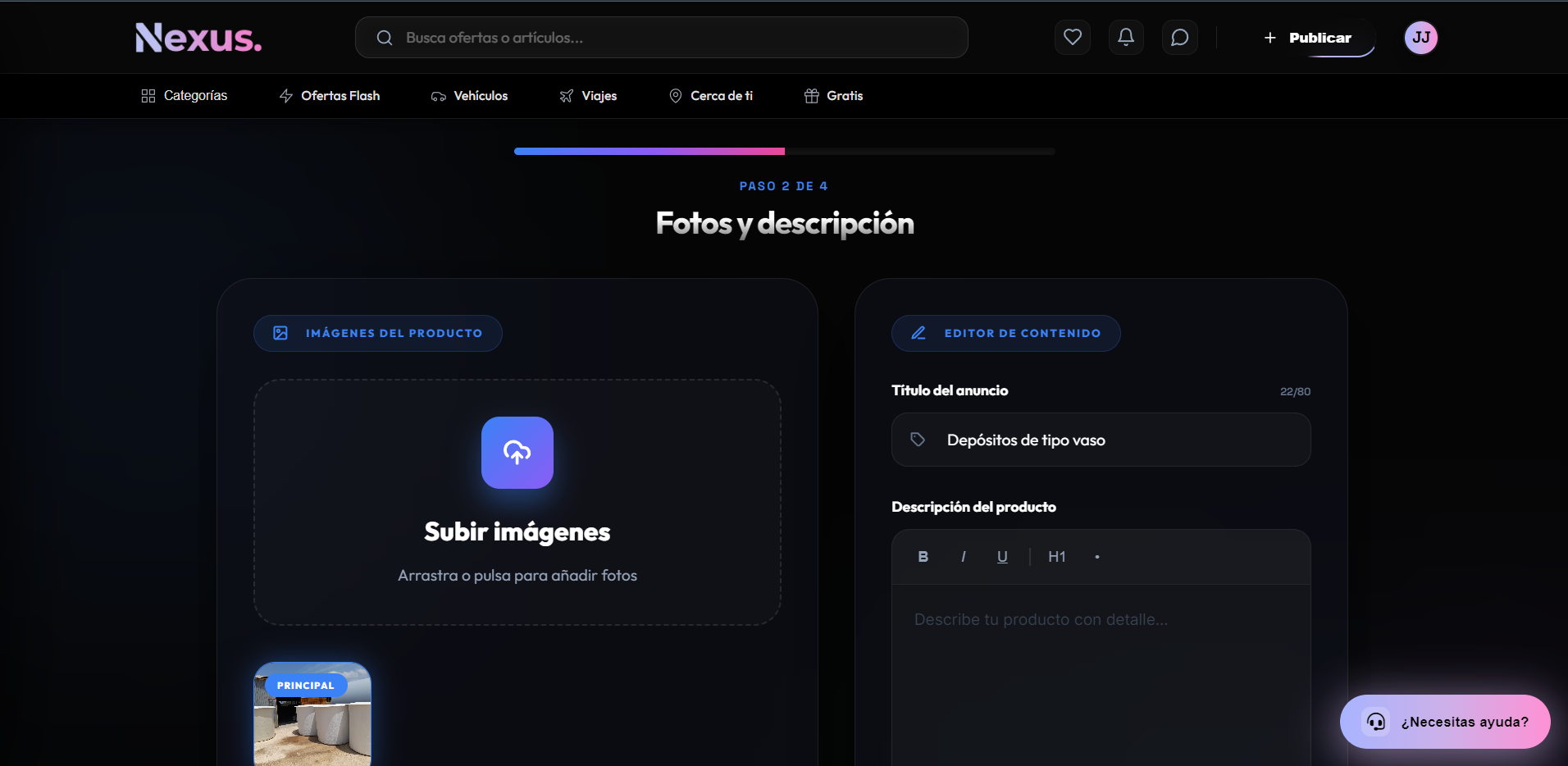 Editor de anuncio - paso 2