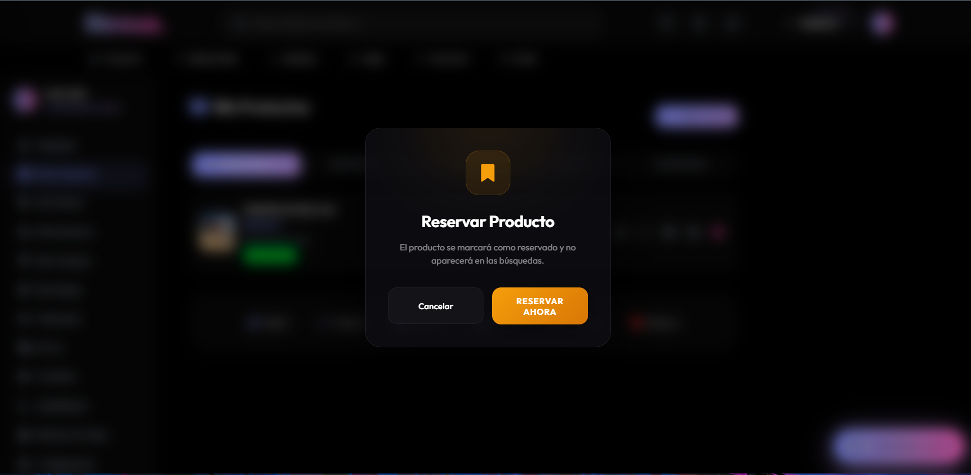 Popup de confirmación de reserva