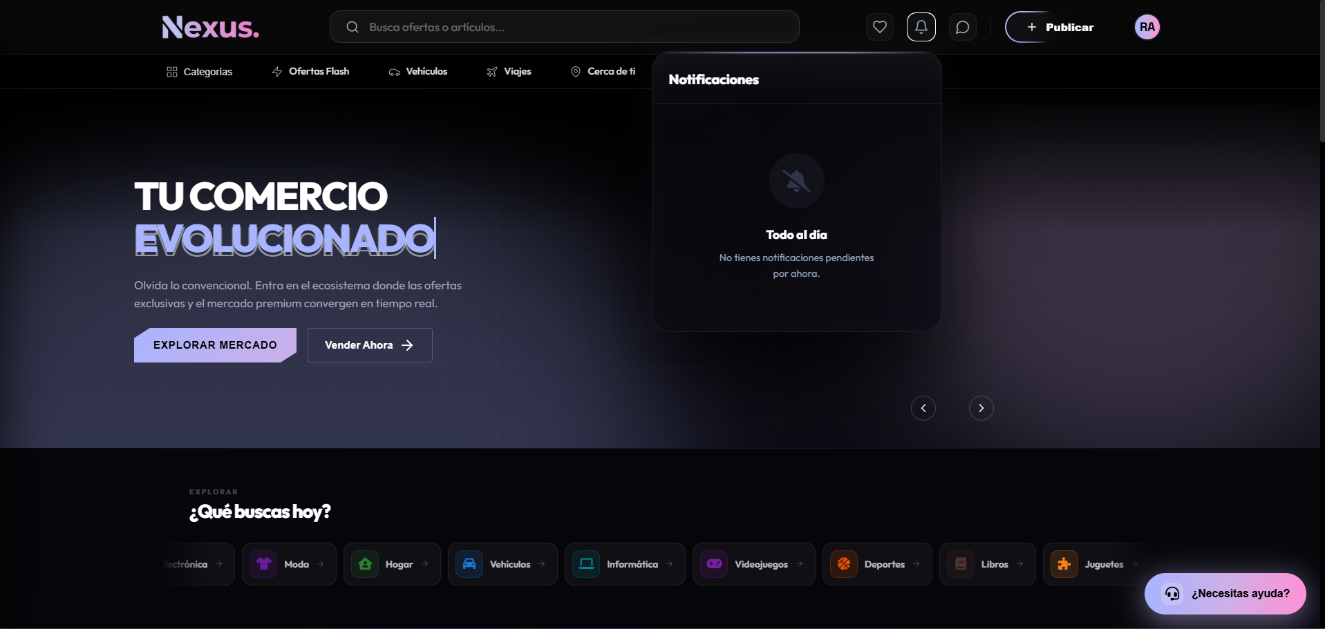 Centro de notificaciones in-app