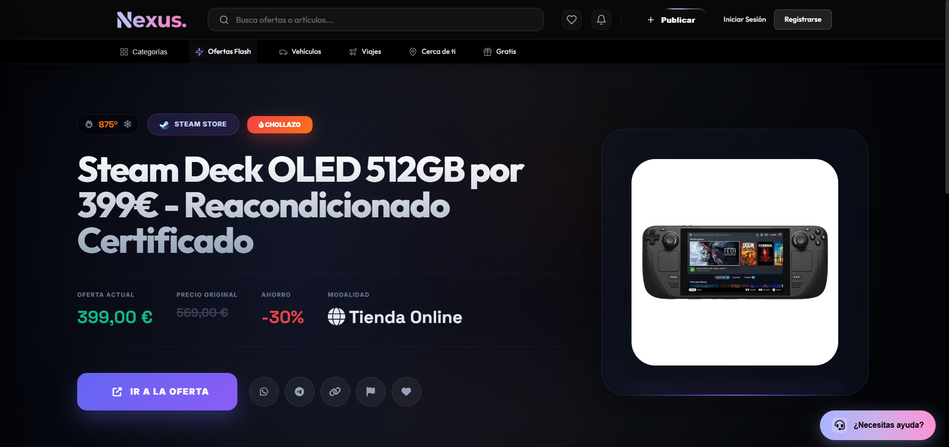 Pantalla de inicio modo visitante