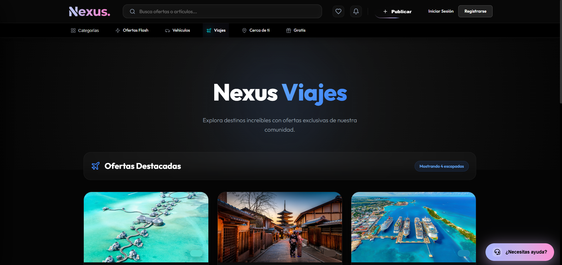 Pantalla de viajes