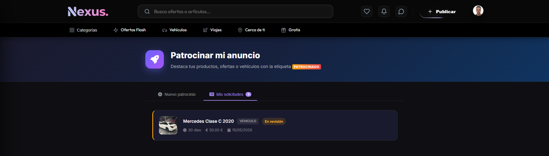 Mis solicitudes de publicidad